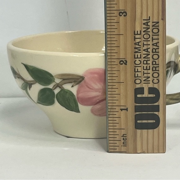 franciscan desert rose teacup hand painted wild rose pink green cream background - Picture 2 of 5